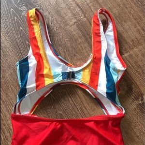 Striped Front Cut-Out One Piece Swimsuit